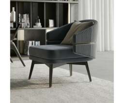 Rackhams Aster Billy Armchair with Brushed Brass Trim & Round Backrest - thumbnail 5