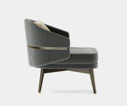 Rackhams Aster Billy Armchair with Brushed Brass Trim & Round Backrest - thumbnail 3