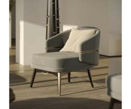 Rackhams Aster Billy Armchair with Brushed Brass Trim & Round Backrest - thumbnail 6