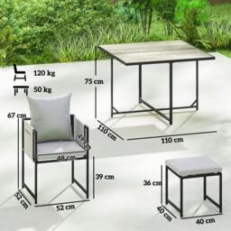 Rackhams 8 Seater Garden Dining Set, Cube Garden Furniture with Cushions - Not applicable - Steel, Polyester, Texteline, PP Cotton, PSPC Plastic - Dark grey - thumbnail 3