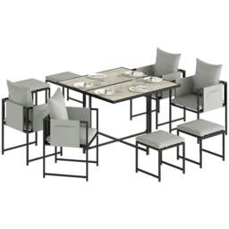Rackhams 8 Seater Garden Dining Set, Cube Garden Furniture with Cushions - Not applicable - Steel, Polyester, Texteline, PP Cotton, PSPC Plastic - Dark grey - thumbnail 2