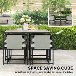 Rackhams 8 Seater Garden Dining Set, Cube Garden Furniture with Cushions - Not applicable - Steel, Polyester, Texteline, PP Cotton, PSPC Plastic - Dark grey - thumbnail 4