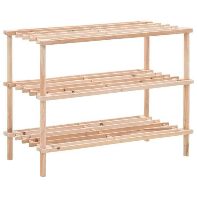 Rackhams 3-Tier Shoe Rack Solid Fir Wood - image 1