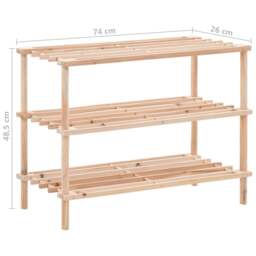 Rackhams 3-Tier Shoe Rack Solid Fir Wood - thumbnail 6