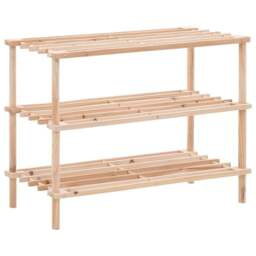Rackhams 3-Tier Shoe Rack Solid Fir Wood - thumbnail 1