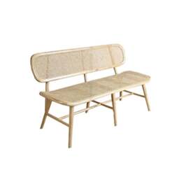 Rackhams Penny Cane Rattan Bench, Oak - Three Seater - Black - thumbnail 6