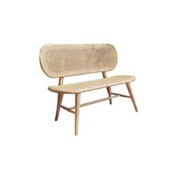 Rackhams Penny Cane Rattan Bench, Oak - Three Seater - Black - thumbnail 3
