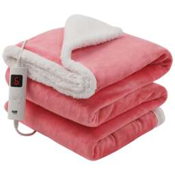 Rackhams Heated Throw Electric Blanket 6 Heat and 3 Timer Auto Shut Off - Digital Control - Machine Washable - Dark Pink - thumbnail 1