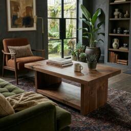 Rackhams Framed Storage Coffee Table - 60cm - Narrow - 40cm - Walnut - thumbnail 1