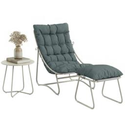 Rackhams 3 Piece Bistro Set, Outdoor Table and Chair Set with Footstool - Dark Grey - 3 - bistro set - thumbnail 3
