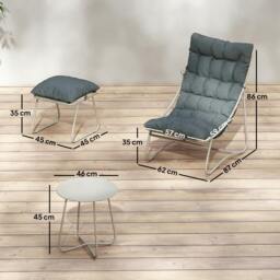 Rackhams 3 Piece Bistro Set, Outdoor Table and Chair Set with Footstool - Dark Grey - 3 - bistro set - thumbnail 4