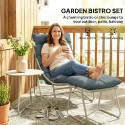 Rackhams 3 Piece Bistro Set, Outdoor Table and Chair Set with Footstool - Dark Grey - 3 - bistro set - thumbnail 5