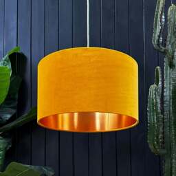 "Rackhams Butterscotch Velvet Lampshade With Copper Foil Lining - 70cm Diameter x 20cm Height / (27"" x 8"")"