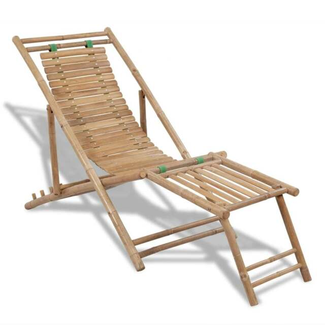 Rackhams Outdoor Deck Chair with Footrest Bamboo