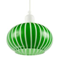 Rackhams Bright Emerald Green and White Striped Glass Pendant Lighting Shade - thumbnail 3