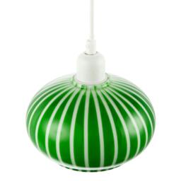 Rackhams Bright Emerald Green and White Striped Glass Pendant Lighting Shade - thumbnail 4