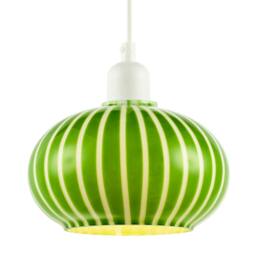 Rackhams Bright Emerald Green and White Striped Glass Pendant Lighting Shade - thumbnail 2