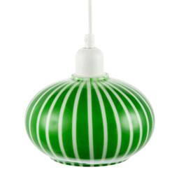 Rackhams Bright Emerald Green and White Striped Glass Pendant Lighting Shade - thumbnail 5
