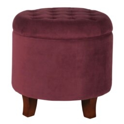 Rackhams Cambridge Tufted Round Storage Ottoman Footstool - Berry Merlot - Berry Merlot - thumbnail 4