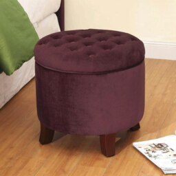 Rackhams Cambridge Tufted Round Storage Ottoman Footstool - Berry Merlot - Berry Merlot - thumbnail 3