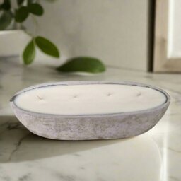 Rackhams Multi Wick Concrete Oval Loaf Bowl Candle - Tuscan Olive - thumbnail 2
