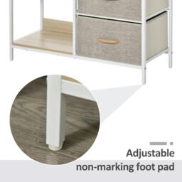 Rackhams Chest of Drawers Storage Dresser Cabinet Organizer with 3 Fabric Drawers and 2 Display Shelves for Living Room, Bedroom, Hallway, Beige - thumbnail 6