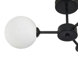 Rackhams Contemporary Chic Matte Black Ceiling Light with Opal White Globe Glass Shades - thumbnail 4