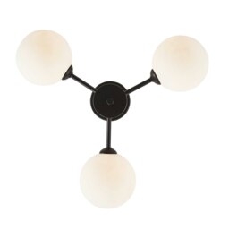 Rackhams Contemporary Chic Matte Black Ceiling Light with Opal White Globe Glass Shades - thumbnail 5