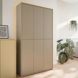 Rackhams Alice Springs Tall Shoe Cabinet with 6 Doors Push-to-Open in Taupe - Matt - Standard - Taupe - thumbnail 1
