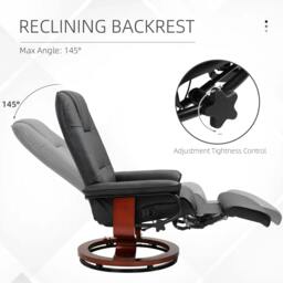 Rackhams Reclining Swivel Chair, with Footrest - Black - thumbnail 4
