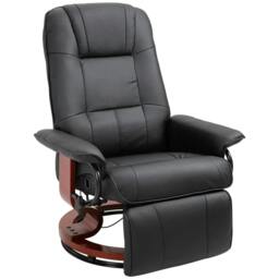 Rackhams Reclining Swivel Chair, with Footrest - Black - thumbnail 1