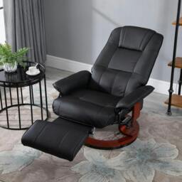 Rackhams Reclining Swivel Chair, with Footrest - Black - thumbnail 2