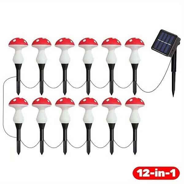 Rackhams Outdoor Solar-Powered Glowing Mushroom Lightsroom Lights - 12LEDs - image 1