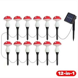 Rackhams Outdoor Solar-Powered Glowing Mushroom Lightsroom Lights - 12LEDs - thumbnail 1