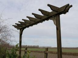 Rackhams Sculpted Double Beam Pergola, Plant Climbing Arbour - Sculpted brace - Natural (Light Green) - Three Row Kit - 2.4m - thumbnail 5