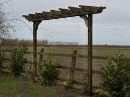 Rackhams Sculpted Double Beam Pergola, Plant Climbing Arbour - Sculpted brace - Natural (Light Green) - Three Row Kit - 2.4m - thumbnail 4