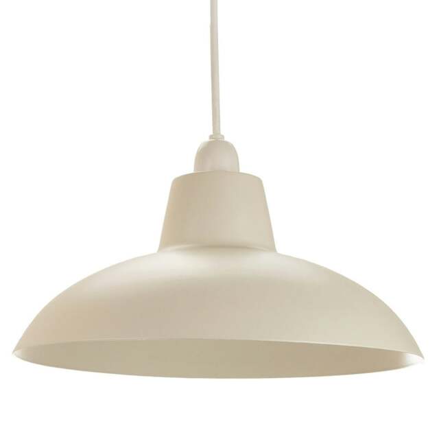 Rackhams Industrial Retro Designed Matt Cream Curved Metal Ceiling Pendant Light Shade - image 1