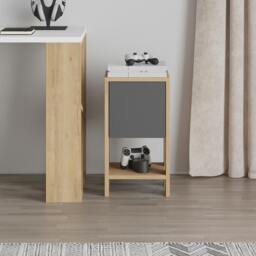Rackhams Ema Modern Bedside Table with Storage Drop-Door Cabinet 30cm Width - Oak-Anthracite - thumbnail 6