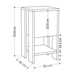 Rackhams Ema Modern Bedside Table with Storage Drop-Door Cabinet 30cm Width - Oak-Anthracite - thumbnail 2