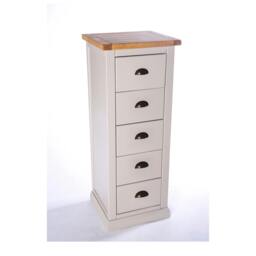 Rackhams Loreo 5 Drawer Narrow Chest of Drawers Brass Cup Handle - Light Grey - thumbnail 2