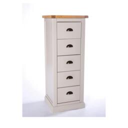 Rackhams Loreo 5 Drawer Narrow Chest of Drawers Brass Cup Handle - Light Grey - thumbnail 3