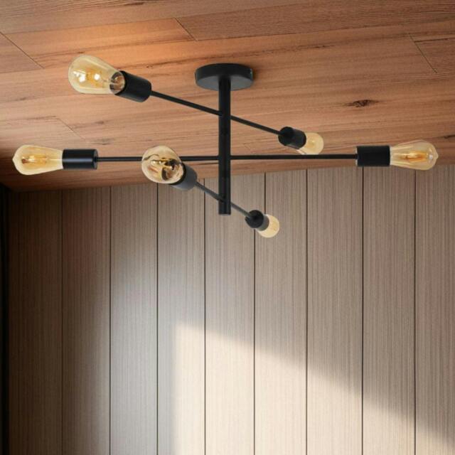 Rackhams Gosto 6 Light Semi Flush Ceiling Light Black - image 1