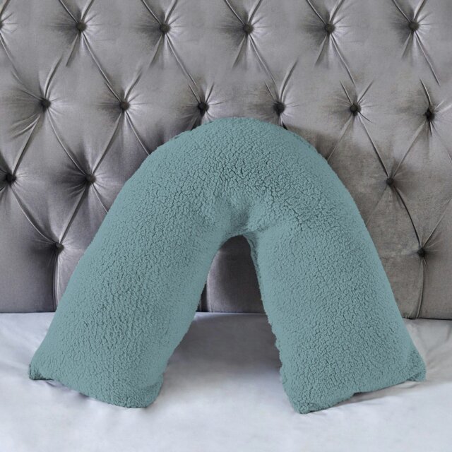 Rackhams Teddy Bear Fleece Super Soft Cosy V Shape Pillowcase - Blue - image 1