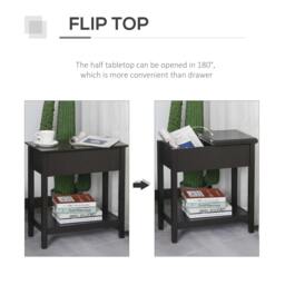 Rackhams End Table, Narrow Side Table with Flip Top, Bottom Shelf - 28.2W x 56.5D cm - MDF - Storage cabinet and bottom shelf - thumbnail 5