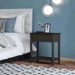 Rackhams End Table, Narrow Side Table with Flip Top, Bottom Shelf - 28.2W x 56.5D cm - MDF - Storage cabinet and bottom shelf - thumbnail 4