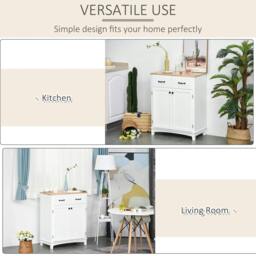 Rackhams Modern Kitchen Cupboard, Wooden Storage Cabinet, Tableware Organizer with 2 Drawers for Living & Dining Room, White - thumbnail 6