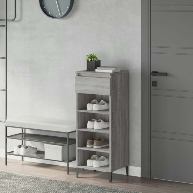 Rackhams Shoe Rack Grey Sonoma 40x36x105 cm Engineered Wood