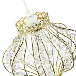 Rackhams Unique Teardrop Shiny Gold Pendant Lamp Shade with Clear Acrylic Beads - thumbnail 5