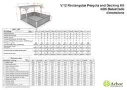 Rackhams Rectangular Pergola and Decking Kit With Balustrades V.12 - Rustic Brown - 2.4m x 3.6m - thumbnail 3