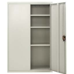 Rackhams Metal Storage Cupboard Grey 2 Door Tall Lockable Steel Filing Cabinet 3 Shelves Office, Garage Tool, Utility, Kitchen use - White - Steel - 40cm(d)140cm(h)90cm(w) - thumbnail 4